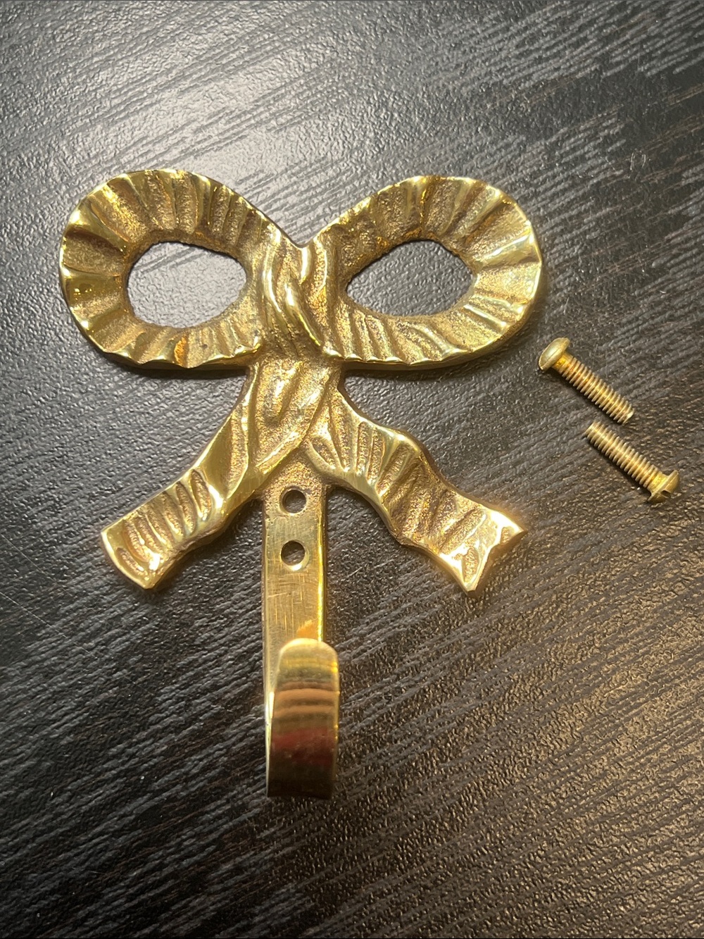 Vintage Hollywood Regency Coquette French Style Bow Gold Brass Wall Hook